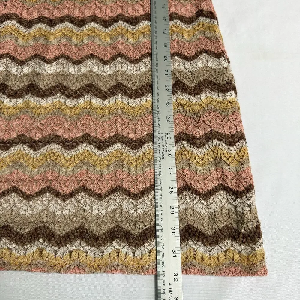 Knit Works Crocheted Knit Chevron Tank Dress Girls XL Brown Pink Fully Lined